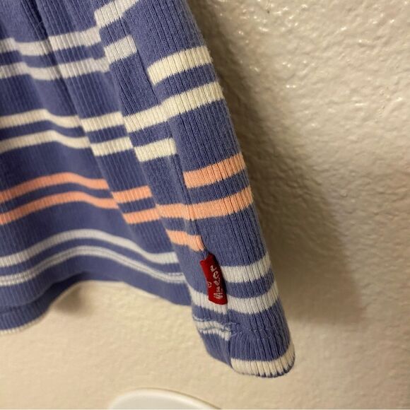 Levis girls stripe blue cotton stretch basic long sleeve ribbed dress tiered 7/8 - Picture 7 of 8